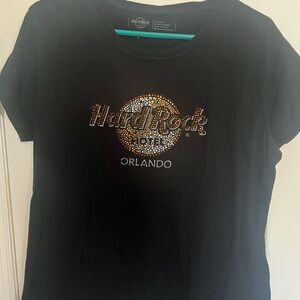 Hard Rock Black T-Shirt with Rhinestone Logo
